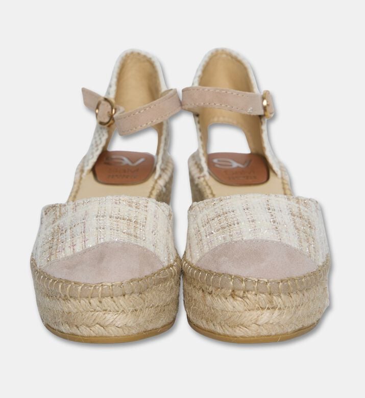 Salvi Checked Woven Ankle-strap Wedge, Packshot View