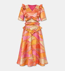 Poca and Poca Ruffled Short-sleeve Printed Midi Dress, Packshot View