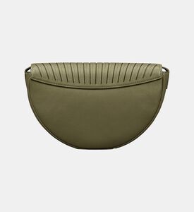Camille Fournet Astral Calf Leather Pleated Half-moon Handbag, Khaki, Packshot View