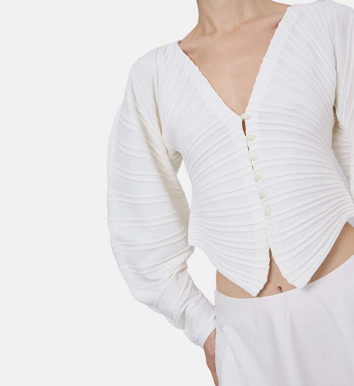 Pleated Long-sleeve Cardigan Top Pleated Long-sleeve Cardigan Top