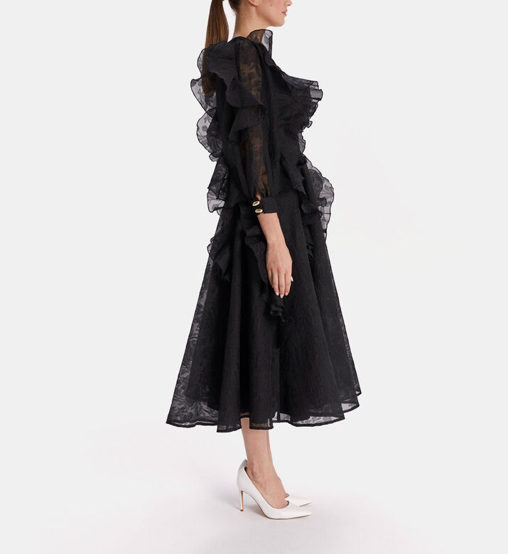 Midi Ruffle Sleeves Dress