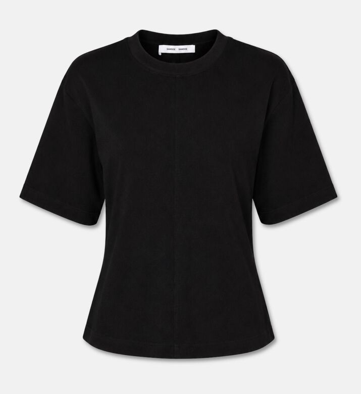 Samsoe Cotton Cropped T-shirt, Black, M, Packshot View