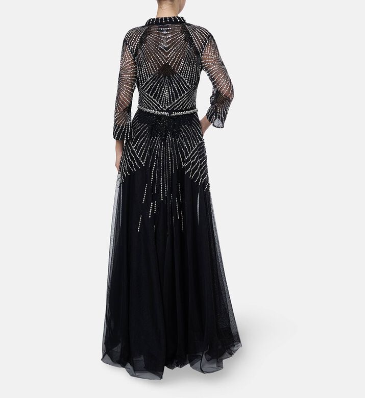 Christophe Guillarme Front Slit Column-cut Dress, Black, 46, Model View