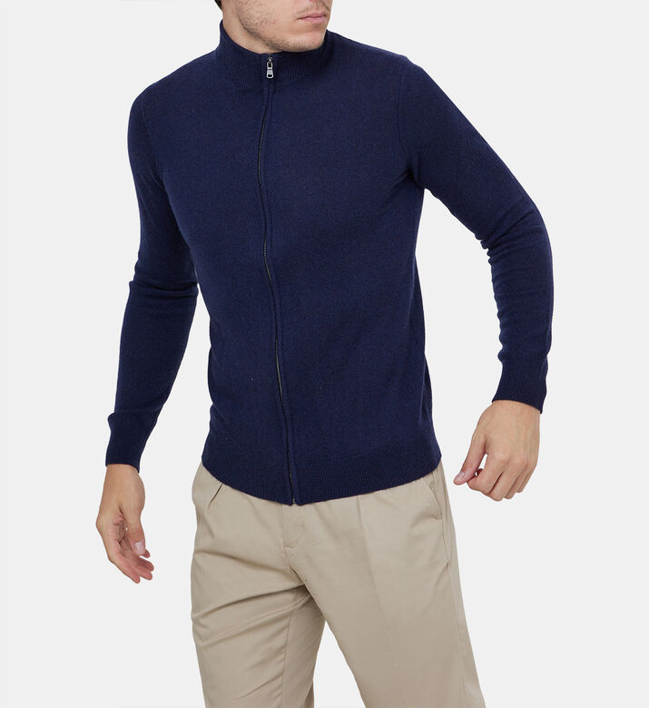 جاكيت بياقة عالية كشمير بسحاب