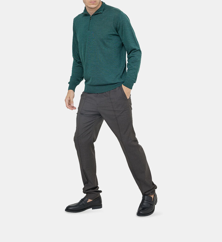 قميص محبوك من مزيج الصوف بنصف سحاب