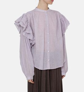 قميص طويل الأكمام بكشكشة