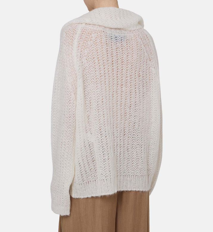 سترة بياقة عالية مطوية محبوكة