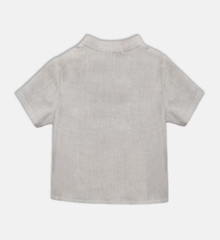 قميص ديف كتان بياقة مفتوحة