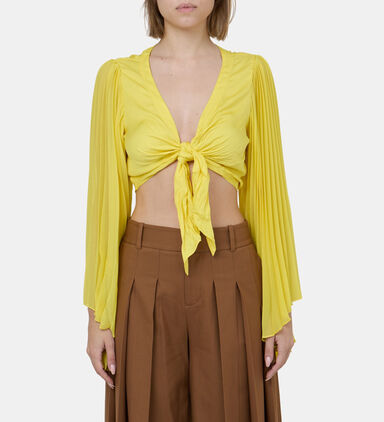 Rochelle Pleated-sleeve Cropped Top