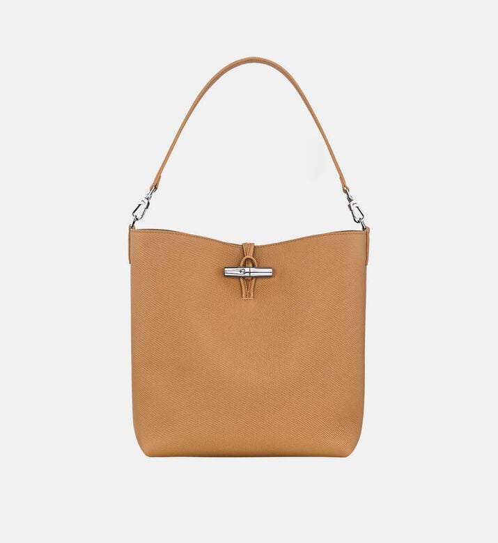 Longchamp Le Roseau Leather Hobo Bag, Brown, Packshot View