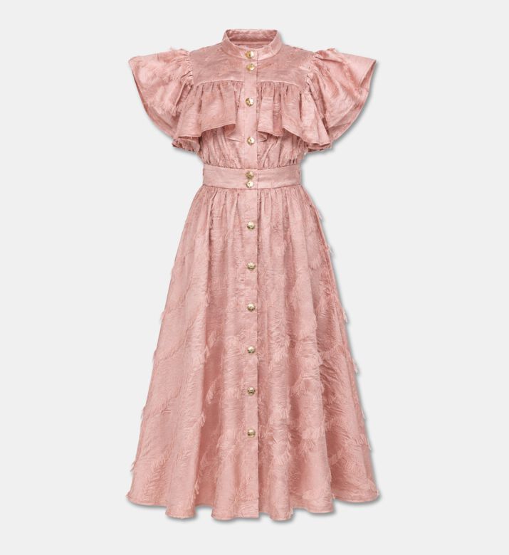 Poca and Poca Ruffled Short-sleeve Belted Dress, Packshot View