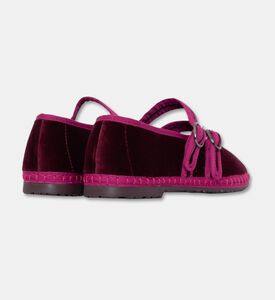 Flabelus Velvet Double-strap Ballet Flats, Burgundy, Eu-39, Packshot View