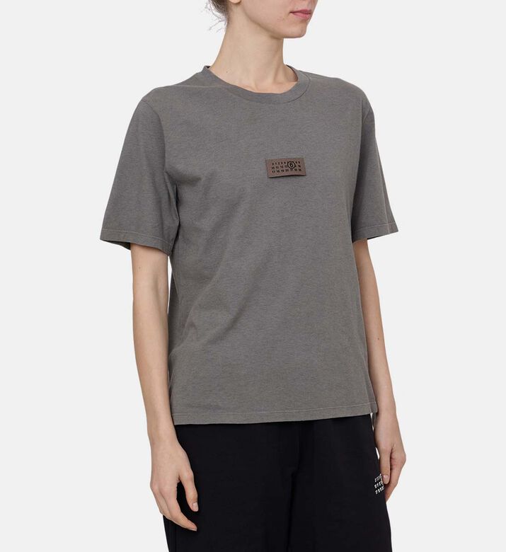 Textured Dark Logo-patch Short-sleeve T-shirt