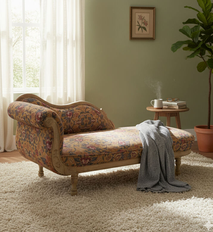 Home Deco and More Antoinette Chenille Digital Printed Chaise, Packshot View Home Deco and More Antoinette Chenille Digital Printed Chaise, Packshot View