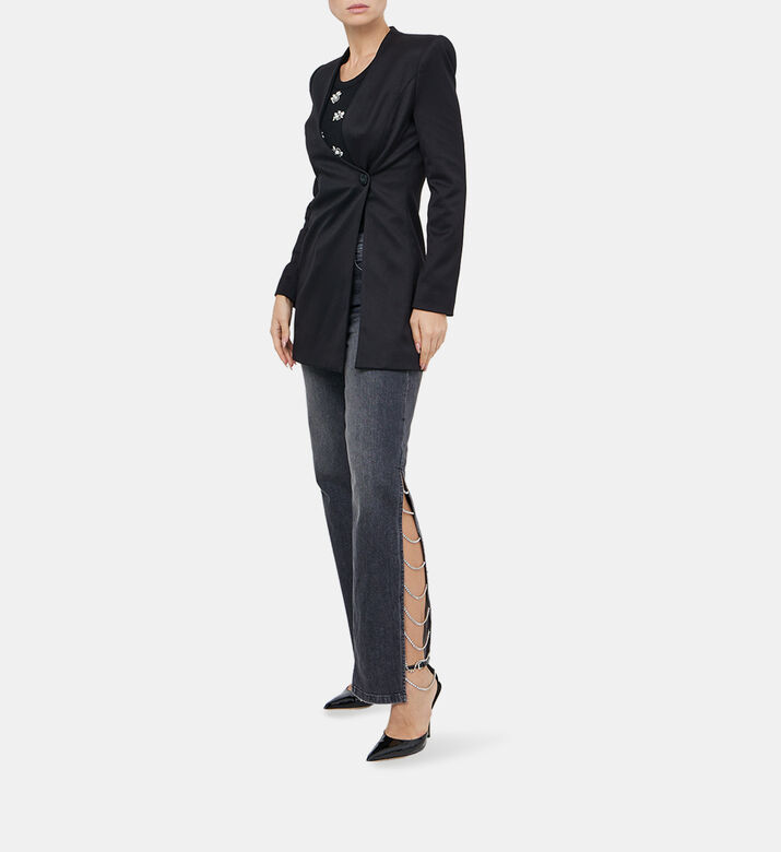 Lucien Curved V-neck Fitted Blazer
