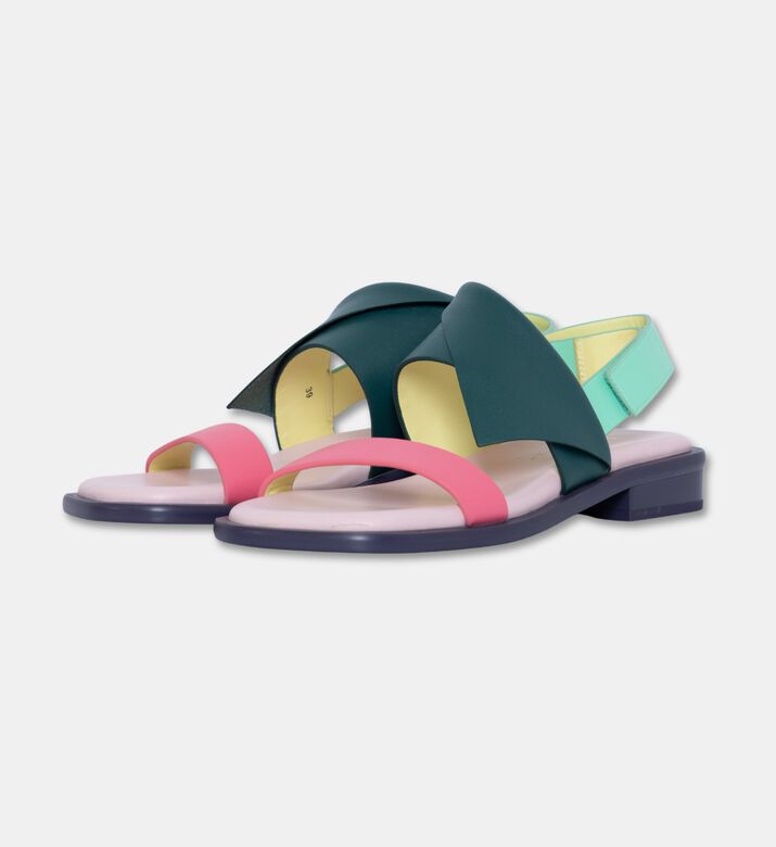 UN United Nude Cow Leather Asymmetrical Straps Sandals, Green, Eu-36, Packshot View