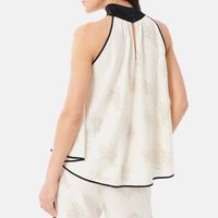 Linen Embroidered Satin Details Top