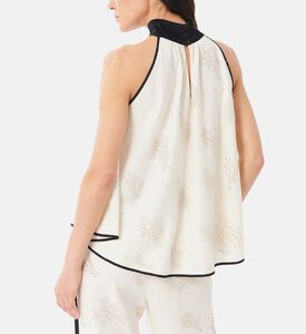 بلوزة كتان مطرزة بتفاصيل ساتان