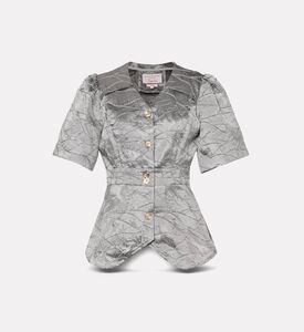 Poca and Poca Button Closure V-neck Short-sleeve Blouse, Packshot View
