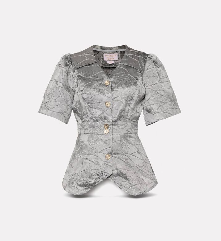 Poca and Poca Button Closure V-neck Short-sleeve Blouse, Packshot View