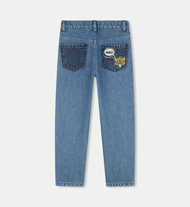 بنطال دنيم مطرز برقعة لوغو