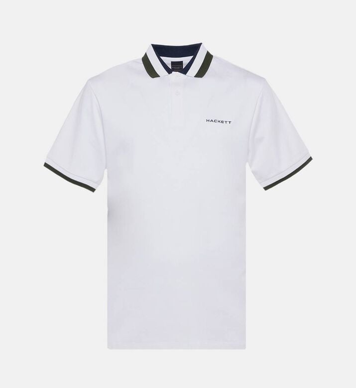 Hackett London Button Placket Short-sleeve Polo Shirt, White, L, Packshot View