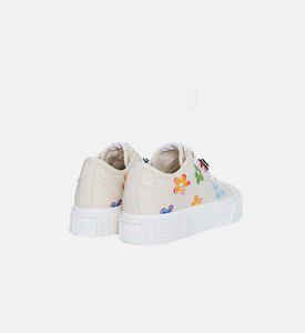 حذاء سنيكرز منخفض بزخارف أزهار