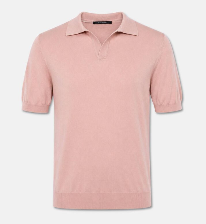 Tagliatore Cotton Short-sleeve Polo Shirt, Pink, 48, Packshot View