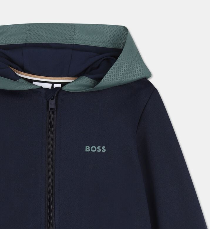 Boss Monogrammed Hooded Cardigan, Packshot View