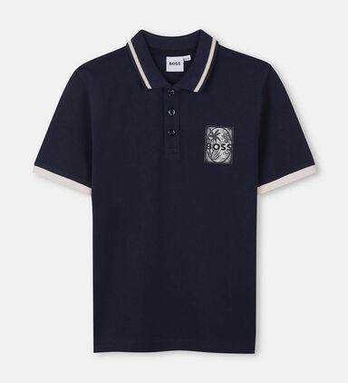 Tropical Print Patch Polo Shirt