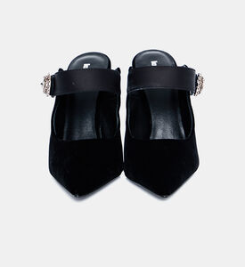 Velvet Stone-detail High Heel Sabots