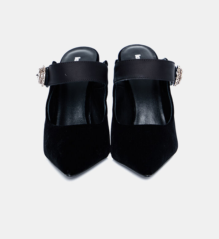 Velvet Stone-detail High Heel Sabots