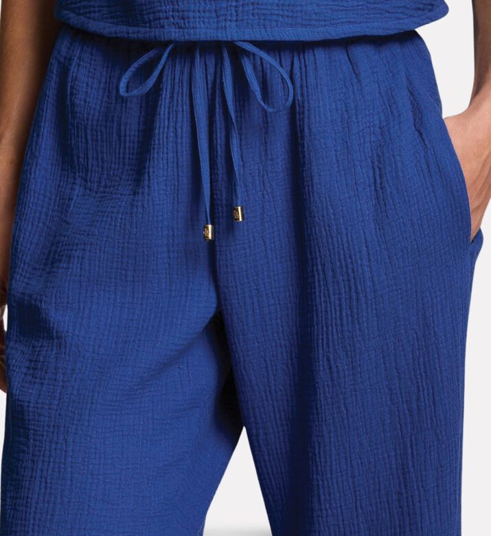 Ralph Lauren Cropped Top Wide-leg Cover-up Set, Blue, L, Model View