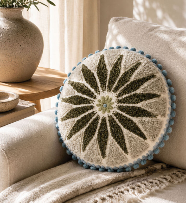 Home Deco and More Aloe Handloom Tufted Cushion 40 Cm, Packshot View