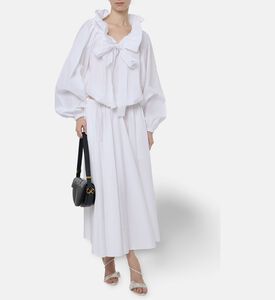 Patou Long-sleeve Oversized Ribbon Ruffled Blouse, Model View