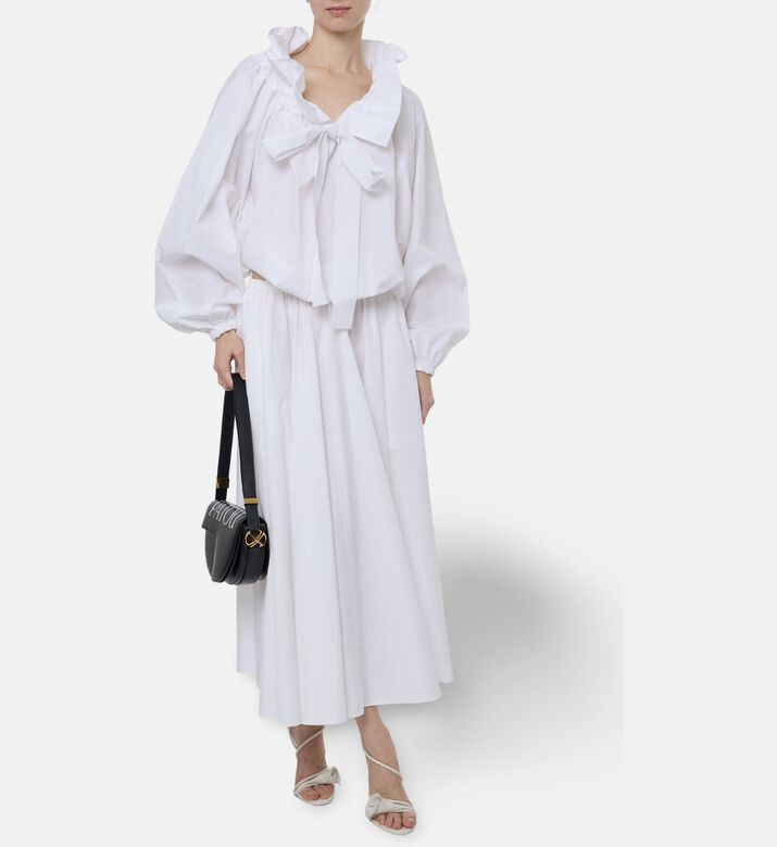 Patou Long-sleeve Oversized Ribbon Ruffled Blouse, Model View