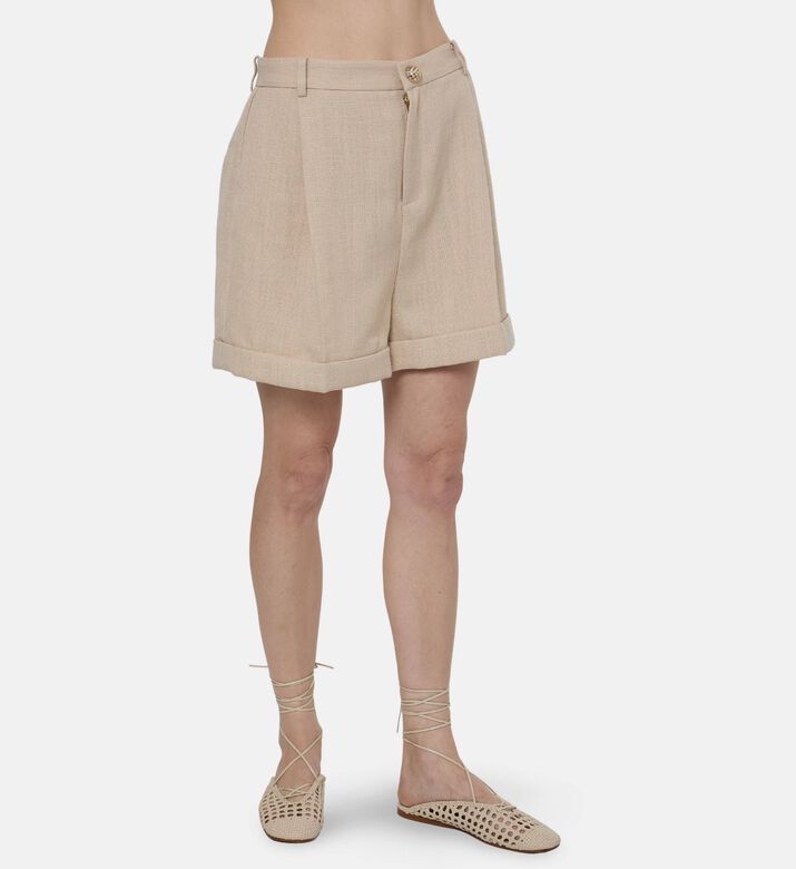 Edward Achour Paris High-waisted Tailored Shorts, Model View