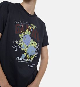 Ganni Cotton Rose-print T-shirt, Model View