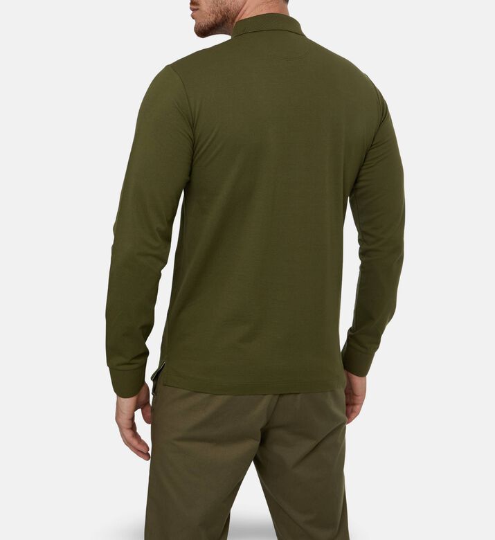 Hackett London Button Placket Long-sleeve Polo, Model View