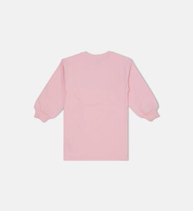 Teddy Bear-print Logo-print Ribbed Cuffs Long-sleeve Dress