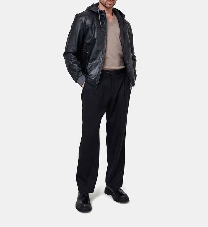 بنطال صوف بساق مستقيمة