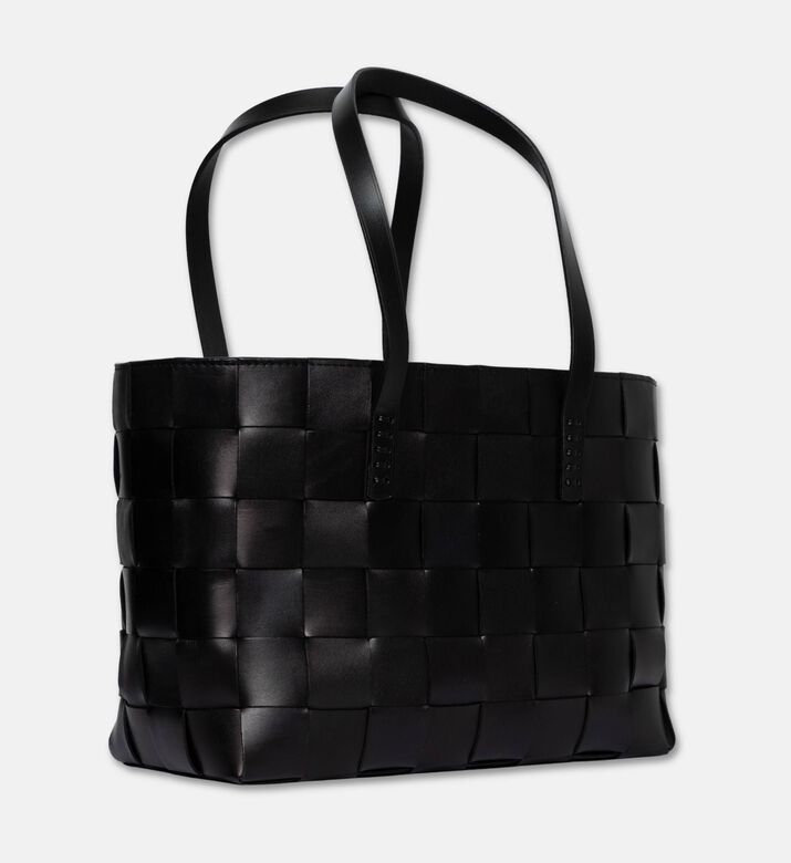 Dragon Diffusion Japan Handwoven Leather Tote Bag, Black, Packshot View