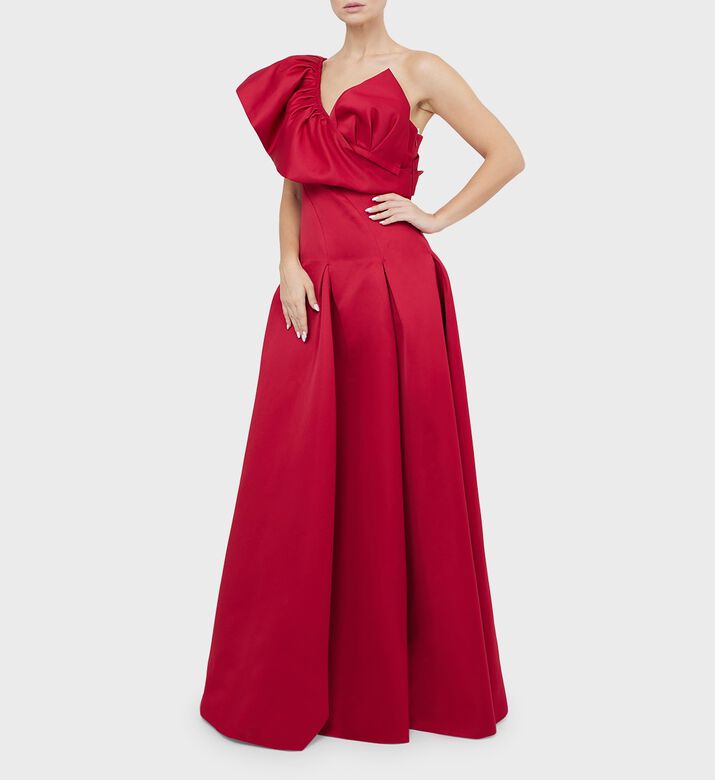Ruffled-detail Flared Long Dress