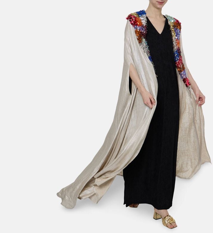 Dalia Al Azem Floral Sequins Belted Abaya, Model View