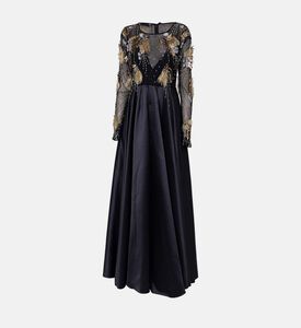 Black Satin Slitted Gown