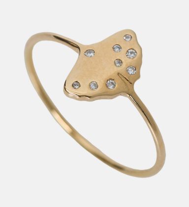 Diamond Gingko Ring - 18k