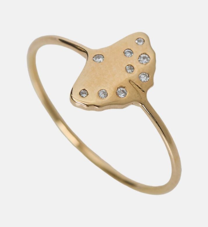 Diamond Gingko Ring - 18k