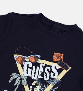 Guess Logo-print Snap Closure T-shirt, Blue, 18m, Packshot View