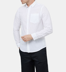 قميص بوبلين من القطن والكتان بقصة عادية