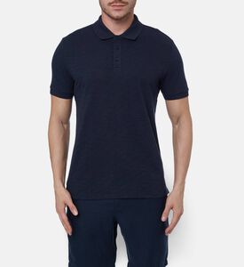 Vince Button Placket Short-sleeve Polo, Blue, M, Model View